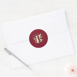Elegant Gold Leaf Winter Wedding Monogram Runder Aufkleber