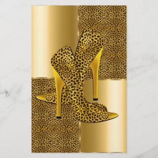 Elegant Gold Leopard High Heel Shoes Animal