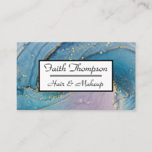 Elegant Gold Lila Blue Agate Hair Stylist Visitenkarte