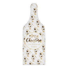 Elegant Gold Look Sterne Muster Frohe Weihnachten Schneidebrett