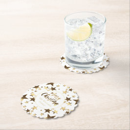 Elegant Gold Look Sterne Muster Frohe Weihnachten Untersetzer