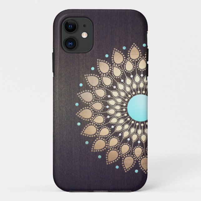Elegant Gold Lotus Blume Holz Stilvoll floral Case-Mate iPhone Hülle (Rückseite)
