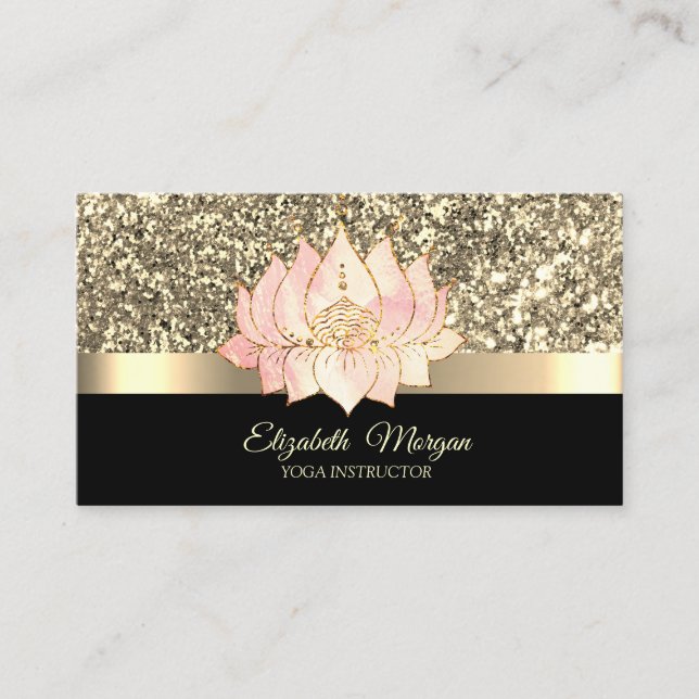 Elegant Gold, Lotus Blume Yoga Instructor Visitenkarte (Vorderseite)