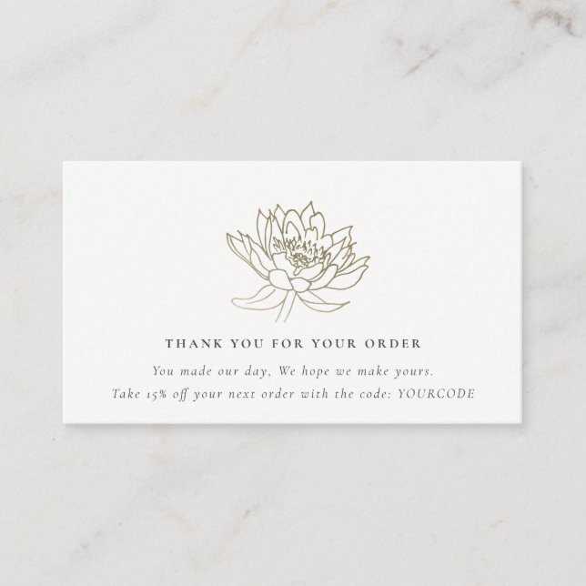 ELEGANT GOLD LOTUS FLORA LOGO SHOPPPING DANKEN VISITENKARTE (Vorderseite)