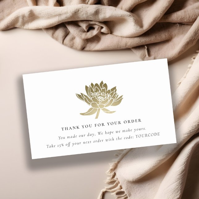 ELEGANT GOLD LOTUS FLORAL LOGO SHOPPPING DANKEN VISITENKARTE (Von Creator hochgeladen)