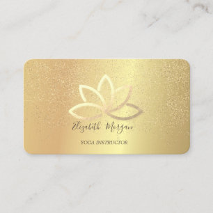 Elegant Gold Lotus Gold Confetti Yoga Instructor Visitenkarte