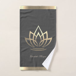 Elegant Gold Lotus, Yoga Badhandtuch Set