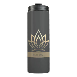 Elegant Gold Lotus, Yoga Thermosbecher
