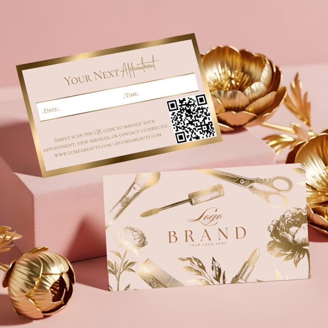 Elegant Gold Luxury Beauty Salon Business Brand Terminkarte (Elegant Gold Luxury Beauty Salon Business Brand Appointment Card)