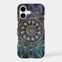 Elegant Gold Mandala Blue Galaxy