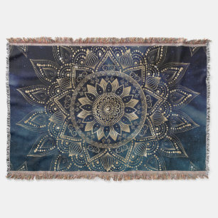 Elegant Gold Mandala Blue Galaxy Decke
