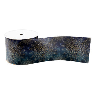 Elegant Gold Mandala Blue Galaxy Ripsband