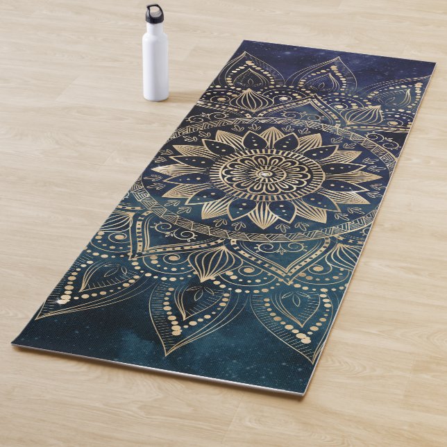 Elegant Gold Mandala Blue Galaxy Yogamatte (Beispiel)