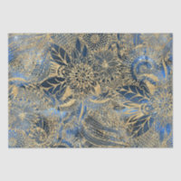 Elegant Gold Mandala Blume Blauer Nebel