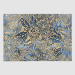 Elegant Gold Mandala Blume Blauer Nebel Seidenpapier
