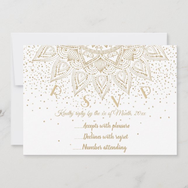Elegant Gold Mandala Confetti Design Einladung (Vorderseite)