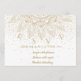 Elegant Gold Mandala Confetti Design Einladung