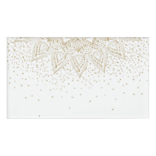 Elegant Gold Mandala Confetti Design Namenschild