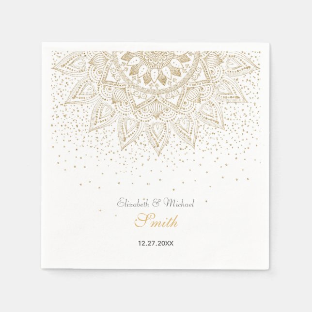 Elegant Gold Mandala Confetti Design Serviette (Vorderseite)