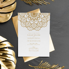 Elegant Gold Mandala Indian Wedding Einladung
