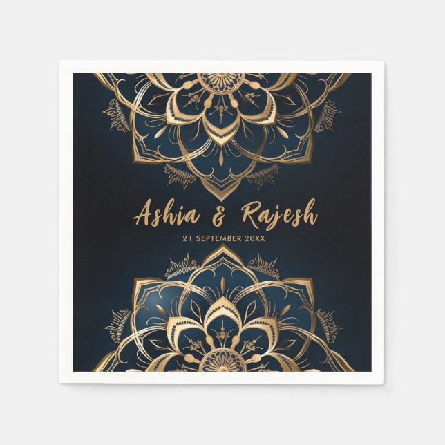 Elegant Gold Mandala Wedding Napkins Serviette (Vorderseite)