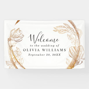 Elegant Gold Marble Blumengrün Banner