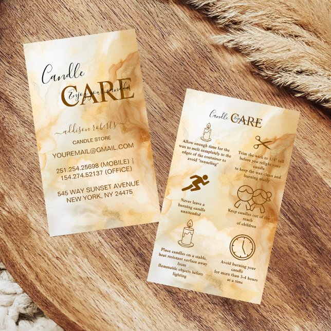 Elegant Gold Marble Professional Candle Care Visitenkarte (Von Creator hochgeladen)