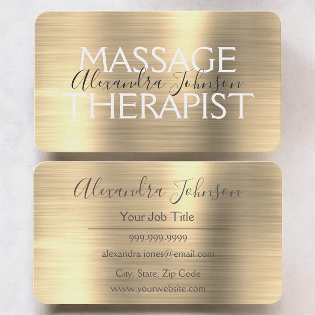 Elegant Gold Massage Therapist Visitenkarte (Von Creator hochgeladen)