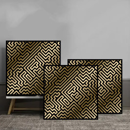 Elegant Gold Maze Geometric Luxury Design Fliese