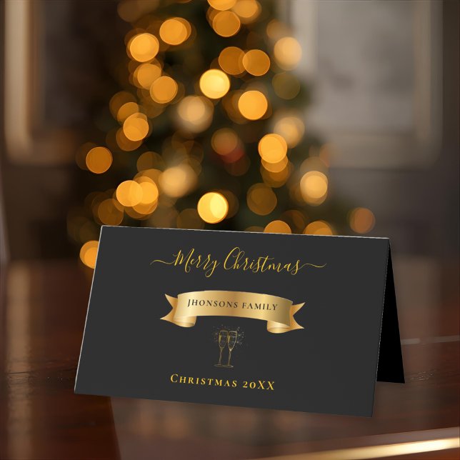 Elegant Gold Merry Christmas Personalized  Platzkarte (Von Creator hochgeladen)