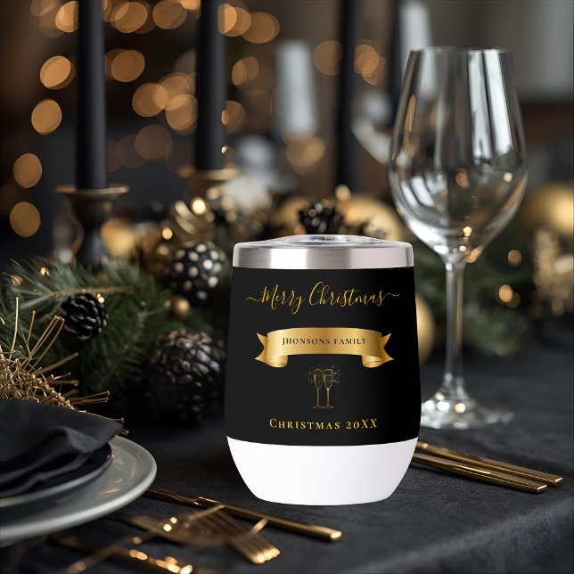 Elegant Gold Merry Christmas Personalized Tumbler (Von Creator hochgeladen)