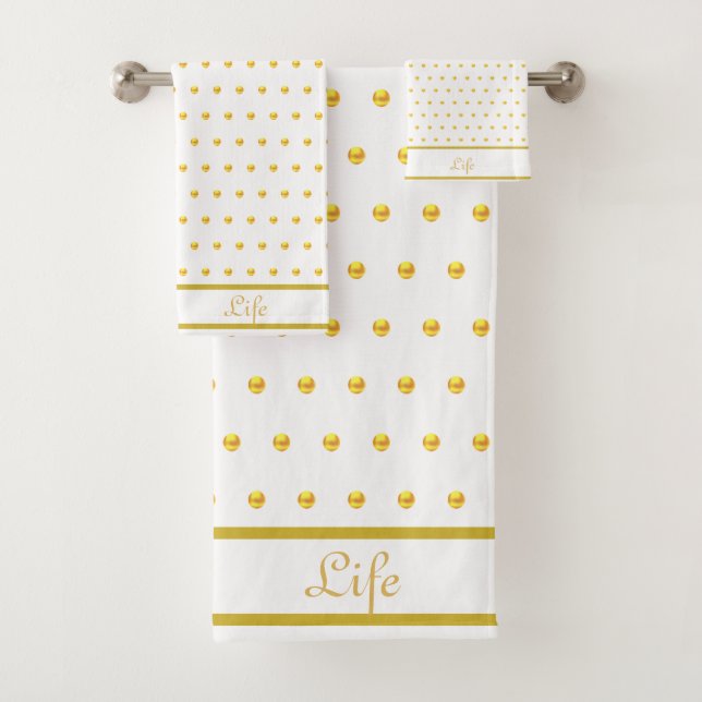 Elegant Gold Metallic Look Polka Dots Badhandtuch Set (Insitu)