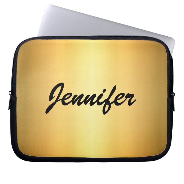 Elegant Gold Metallic Modern Script Personalized Laptopschutzhülle (Vorderseite)