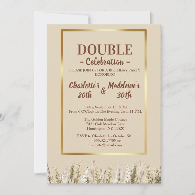 Elegant Gold Minimalist Joint Birthday Einladung (Vorderseite)