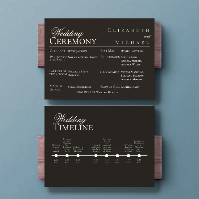 Elegant Gold Minimalist Wedding Program Timeline Menükarte (Von Creator hochgeladen)