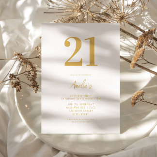 Elegant Gold Modern 21. Geburtstag Einladung
