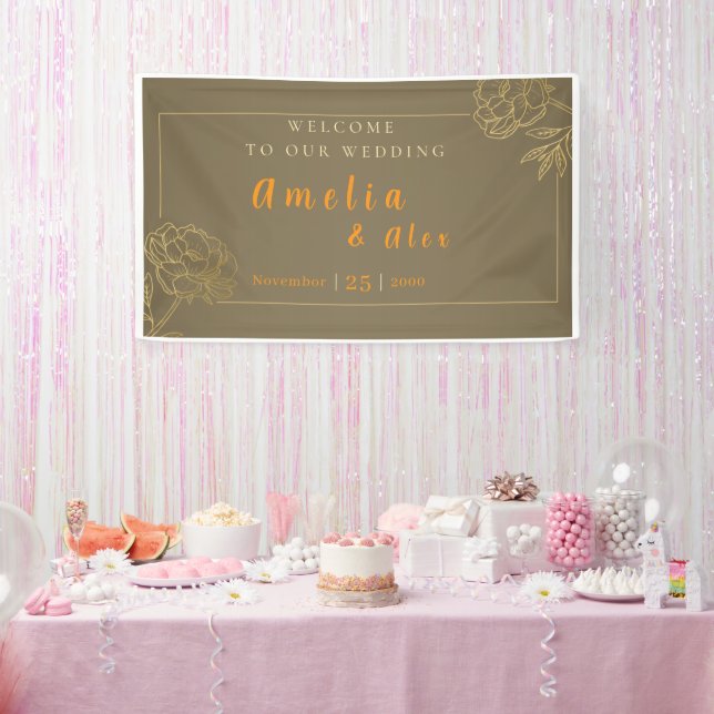 Elegant Gold Modern Wedding Celebration Decor Bann Banner (Party)