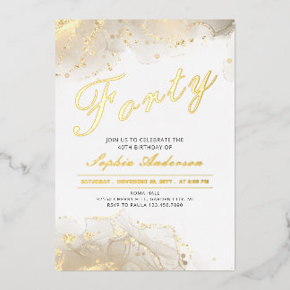 Elegant Gold Moderne 40. Geburtstag Folieneinladung