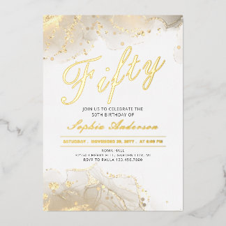 Elegant Gold Moderne 50. Geburtstag Folieneinladung