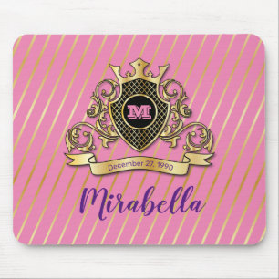 Elegant Gold Monagram Mouse Pad Mousepad