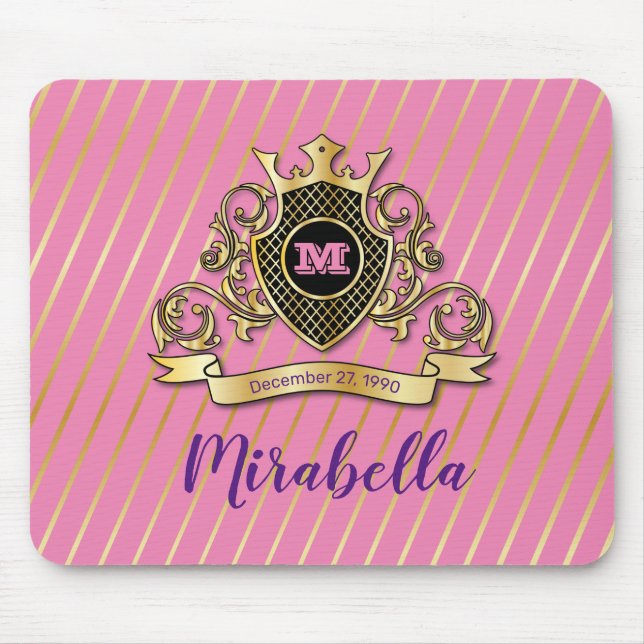 Elegant Gold Monagram Mouse Pad Mousepad (Vorne)