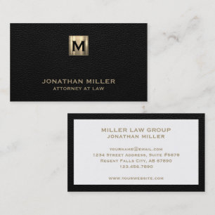 Elegant Gold Monogram Attorney at Law Visitenkarte