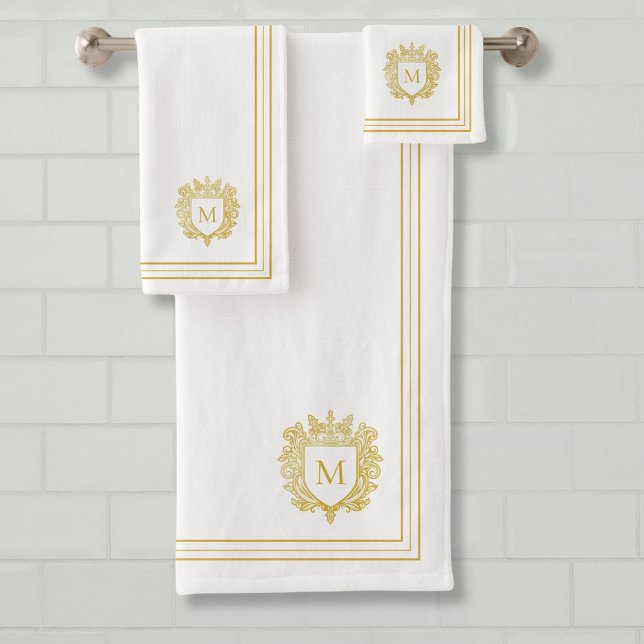 Elegant Gold Monogram Badhandtuch Set (Von Creator hochgeladen)