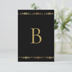 Elegant Gold Monogram Damask Vielen Dank Dankeskarte