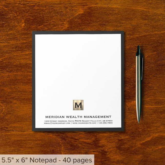 Elegant Gold Monogram, erstes Notepad Notizblock (Von Creator hochgeladen)