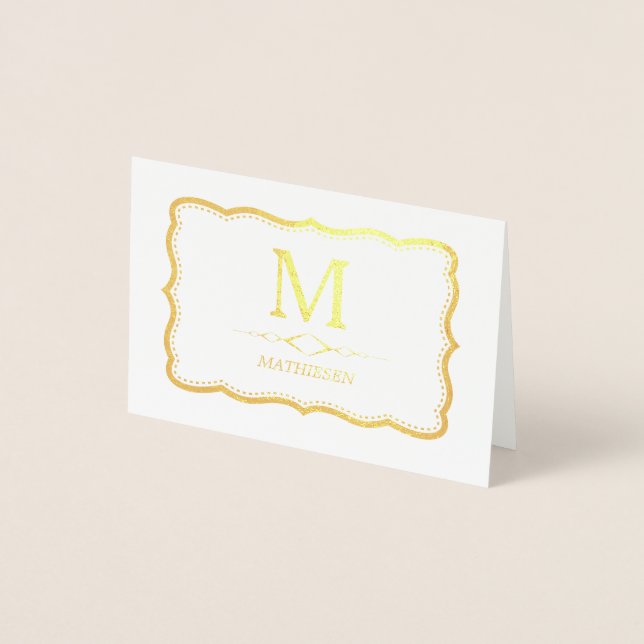 Elegant Gold Monogram Folienkarte (Vorderseite)