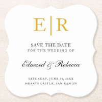 Elegant Gold Monogram Formal Wedding Save the Date
