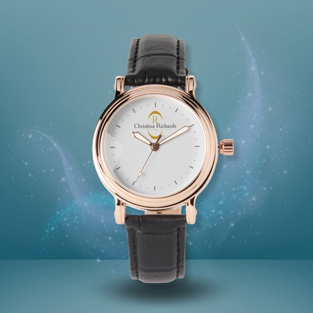 Elegant Gold Monogram Gray Modern Armbanduhr (Von Creator hochgeladen)