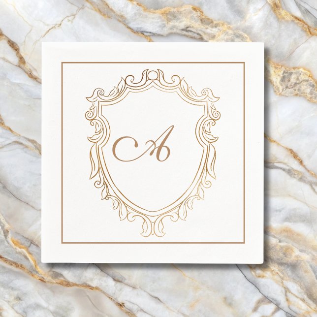 Elegant Gold Monogram Initial Serviette (Von Creator hochgeladen)