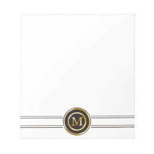 Elegant Gold Monogram M Notizblock